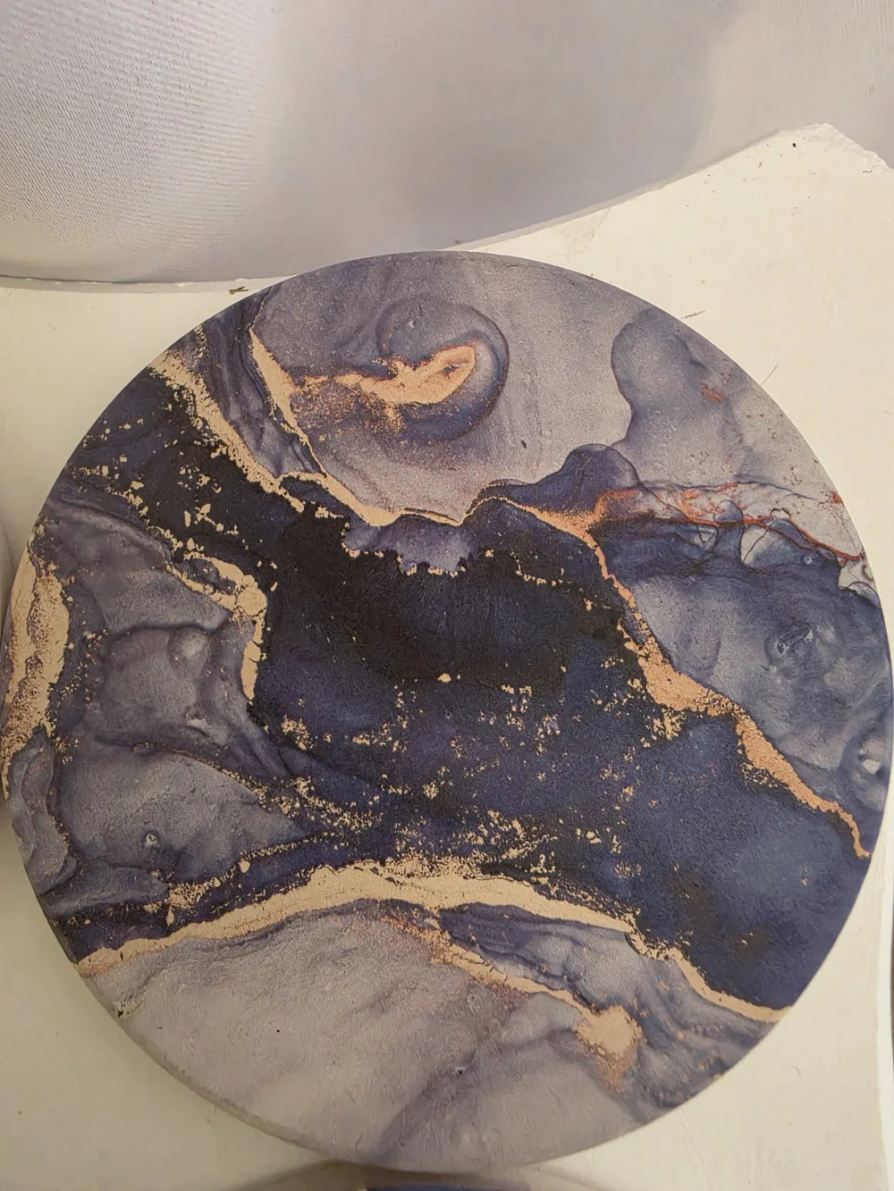 Set of 4 Navy Blue & Gold Marble Ceramic Absorbent Drink Coasters